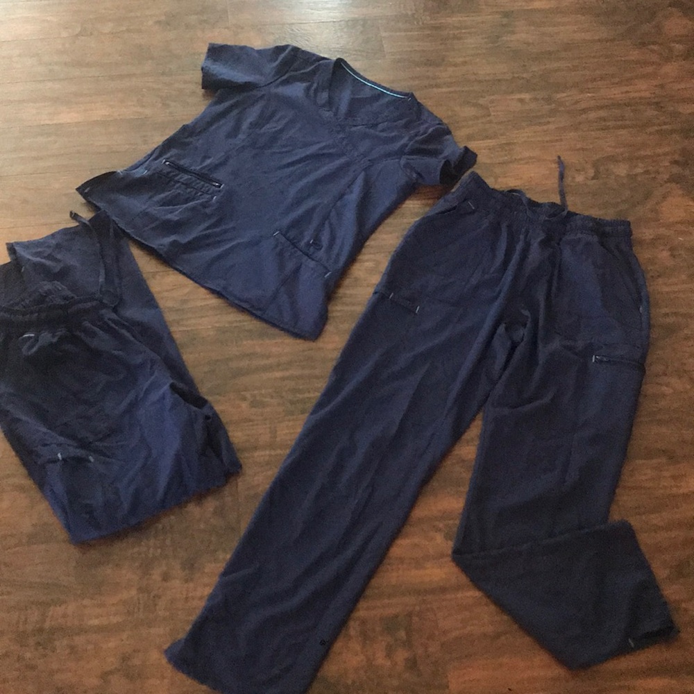 Scrub star navy scrubs lot of 3- 2 pants 1 top